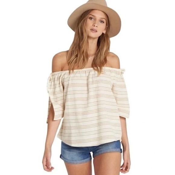 BILLABONG Women's Match Up Top Off the Shoulder Women’s Medium Flutter Boho - Picture 1 of 8